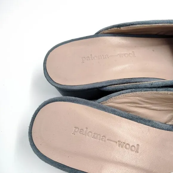 Paloma Wool Pia Woven Slides in Misty Blue Grey 37 6.5