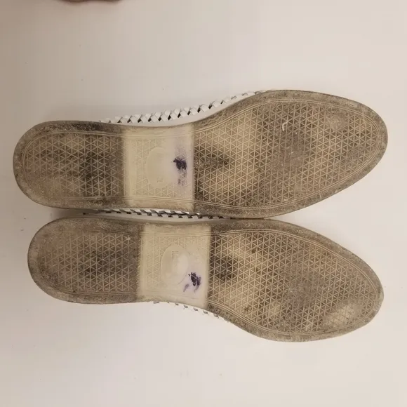 Passofino Mens Size 10D White Leather Loafer Basket Weave Slip On