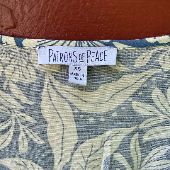 Patrons of Peace Hollywood Dress Blue &amp; Cream Faux Wrap Maxi Women's Size XS