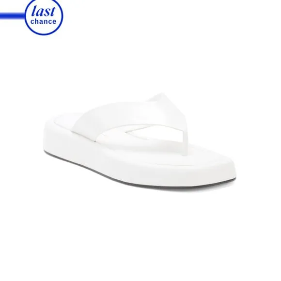 PAULA TORRES White Made In Brazil Leather Soho Slide Sandals