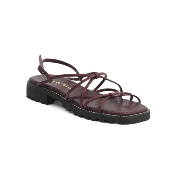 PAULA TORRES Wine Made In Brazil Leather Milano Sandals