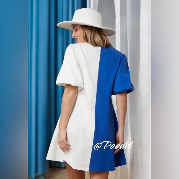 PEACH LOVE CALIFORNIA puff sleeve French terry dress S M L
