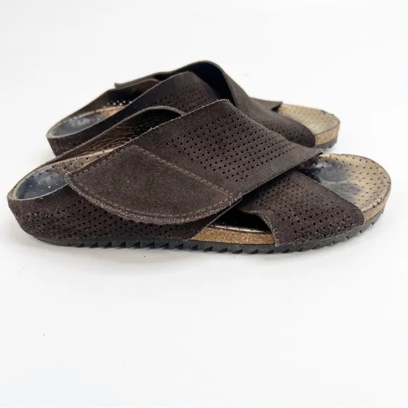 Pedro Garcia Alena Perforated Suede Crossover Sandals, size 35