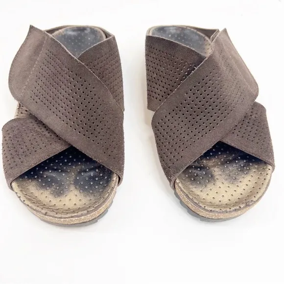 Pedro Garcia Alena Perforated Suede Crossover Sandals, size 35