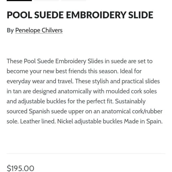 Penelope Chilvers Suede Embroidery Slide Tan Size 9