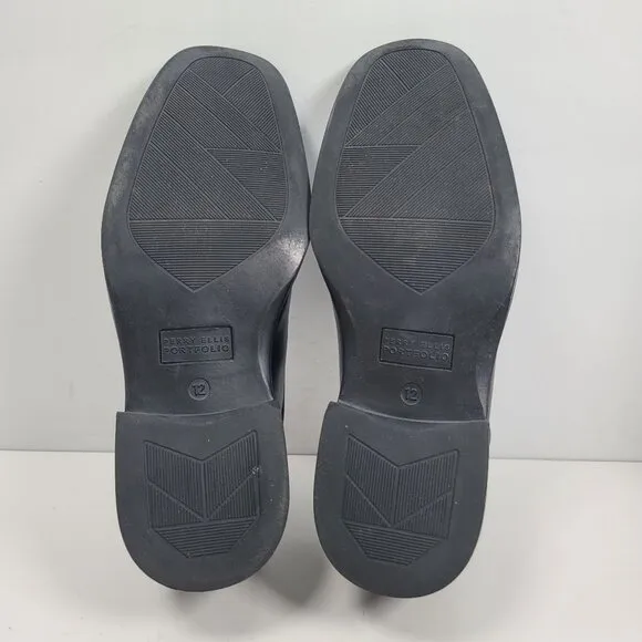 Perry Ellis Portfolio Pete Men's Black Leather Slip-On Loafers Shoes US Size 12