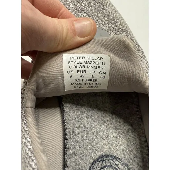 Peter Millar Hyperlight Apollo Shoes Men’s Knit Slip On Sneakers Gray Size 9