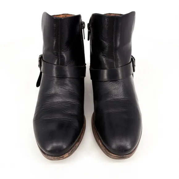 PIKOLINOS | Ordino Black Leather Buckle Strap Moto Ankle Boots | Sz 6.5-7