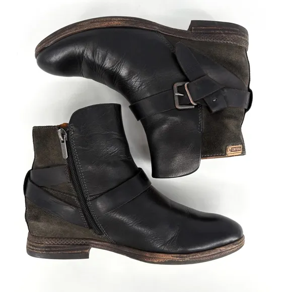 PIKOLINOS | Ordino Black Leather Buckle Strap Moto Ankle Boots | Sz 6.5-7