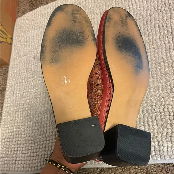 PIKOLINOS Red and Orange Slip-On Loafers with Intricate Design