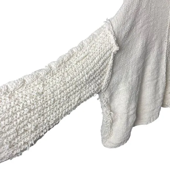 POL Chenille Cable V-Neck Knit Sweater Hoodie, Vanilla, Relaxed, Cozy, Lounge, M