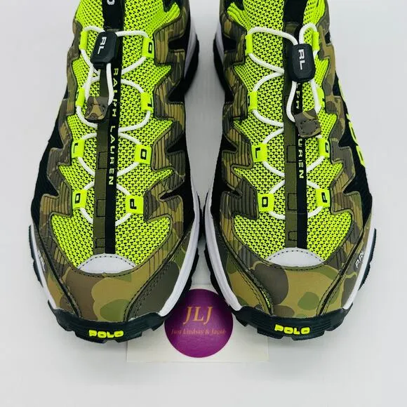 Polo Ralph Lauren Men's Adventure 300LT Sneakers Black/ Yellow/ Camo Size 10.5