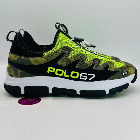 Polo Ralph Lauren Men's Adventure 300LT Sneakers Black/ Yellow/ Camo Size 10.5