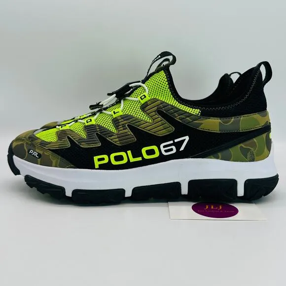 Polo Ralph Lauren Men's Adventure 300LT Sneakers Black/ Yellow/ Camo Size 10.5
