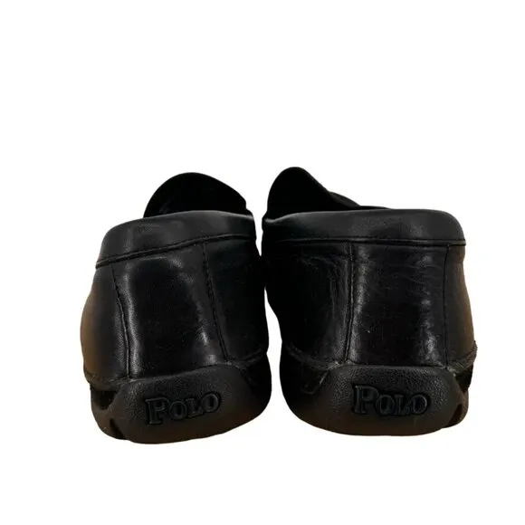 Polo Ralph Lauren Mens Black Leather Loafers Size 9.5D