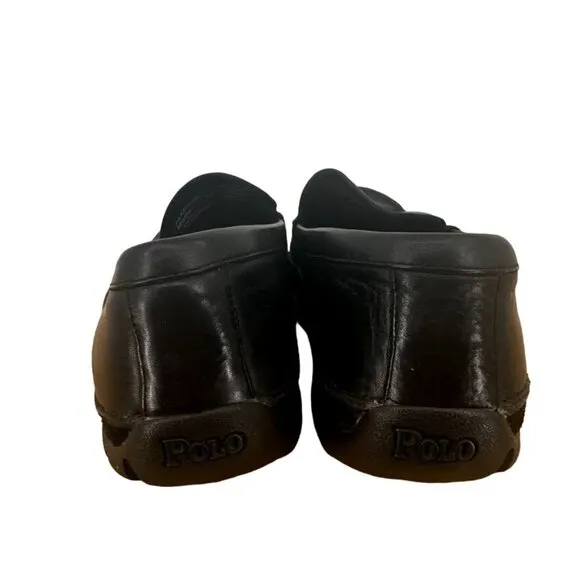 Polo Ralph Lauren Mens Black Leather Loafers Size 9.5D