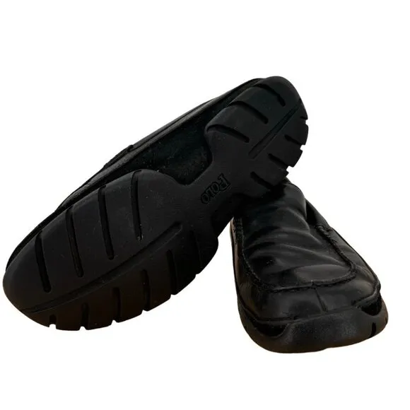 Polo Ralph Lauren Mens Black Leather Loafers Size 9.5D