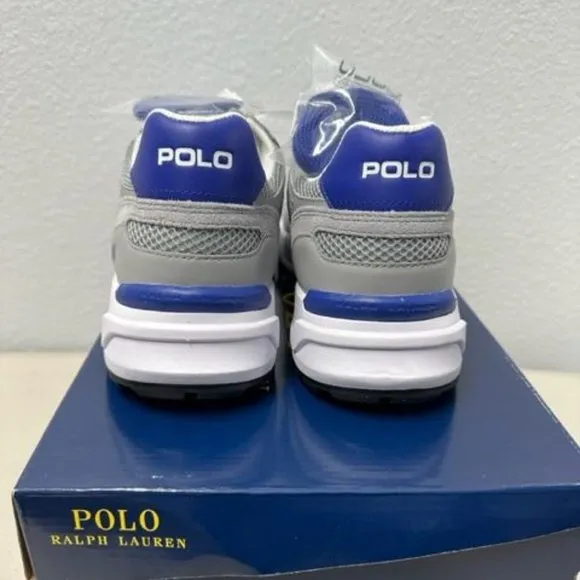 Polo Ralph Lauren Men's Jogger Suede &amp; Mesh Sneakers Gray Size 10 New in Box