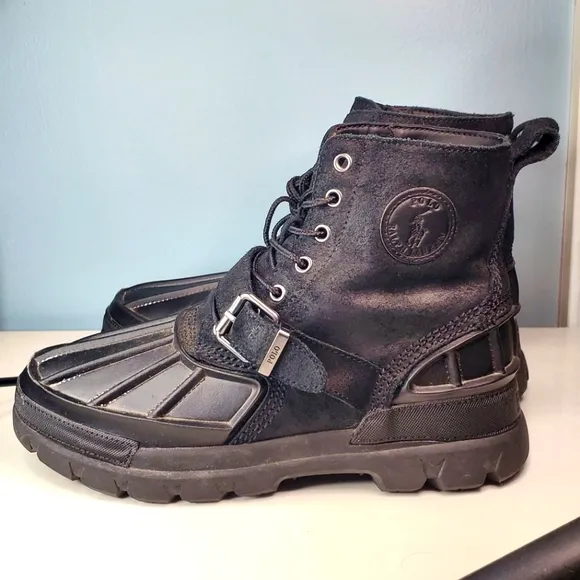 Polo Ralph Lauren Oslo High Waterproof Leather Boots Black Men's Size 6