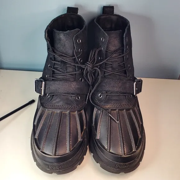 Polo Ralph Lauren Oslo High Waterproof Leather Boots Black Men's Size 6