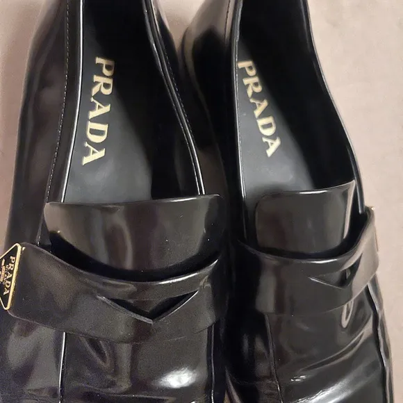 Prada Black Loafers with Patent Leather Finish