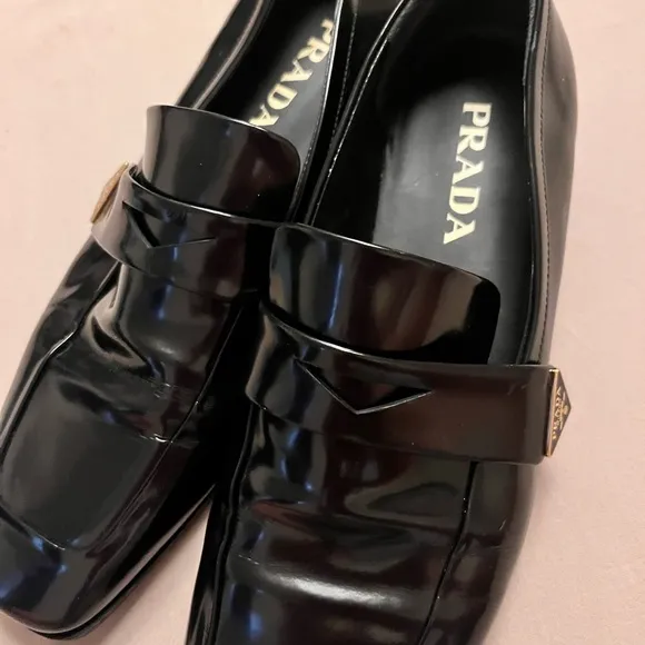 Prada Black Loafers with Patent Leather Finish