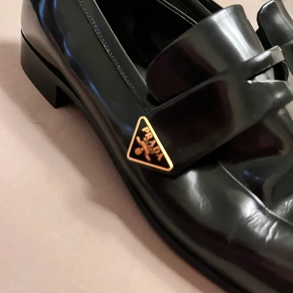 Prada Black Loafers with Patent Leather Finish