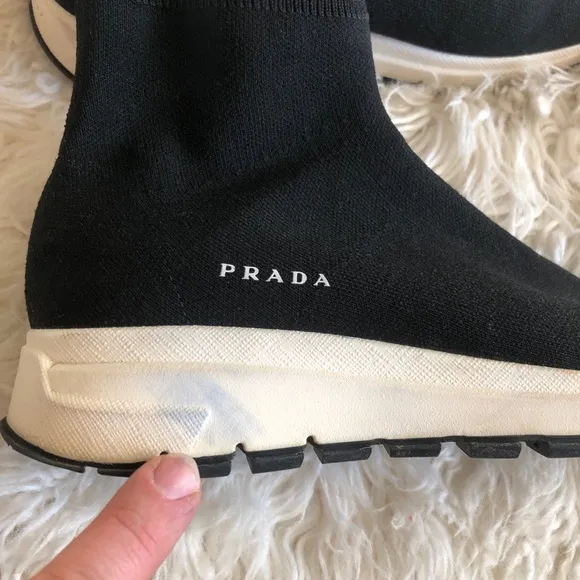 PRADA Calzature Donna Nero Knit Sock Sneakers