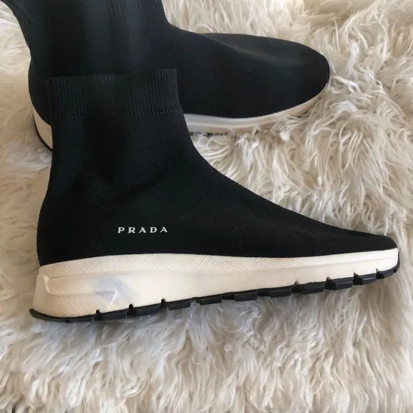 PRADA Calzature Donna Nero Knit Sock Sneakers