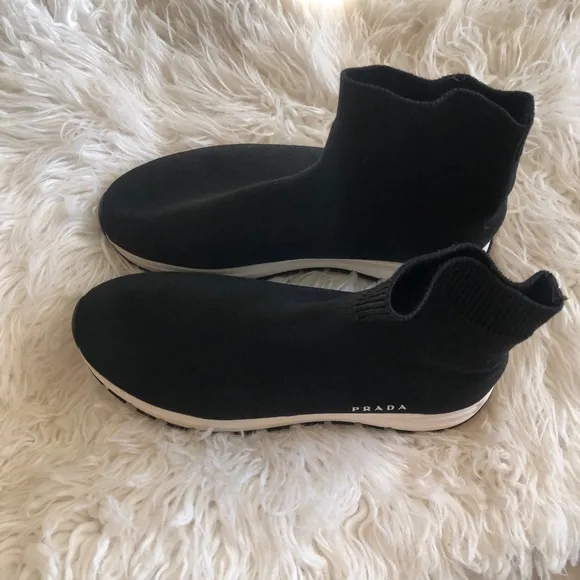 PRADA Calzature Donna Nero Knit Sock Sneakers