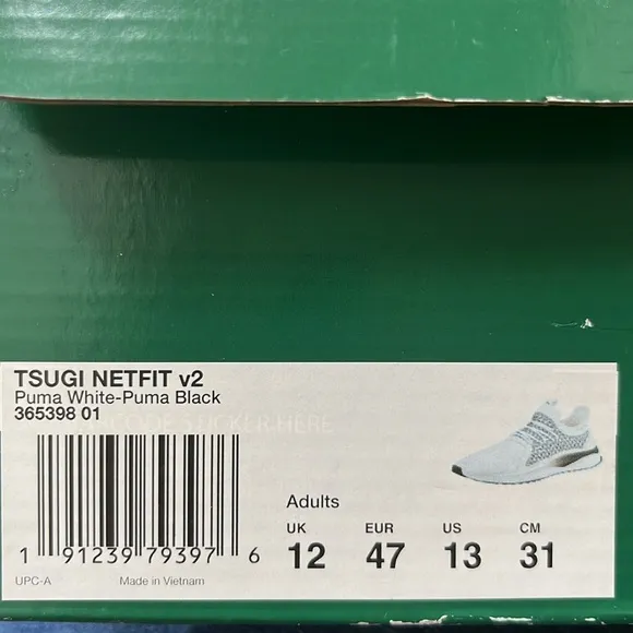 Preowned PUMA Tsugi Netfit V2 knit white sneakers - 13us