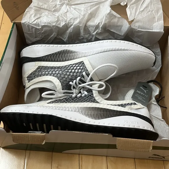 Preowned PUMA Tsugi Netfit V2 knit white sneakers - 13us