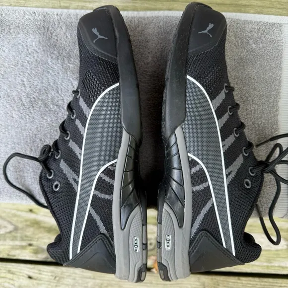 Puma Celerity Safety Toe Low Sneakers Lace Up Knit Gray Black Slip Resistant