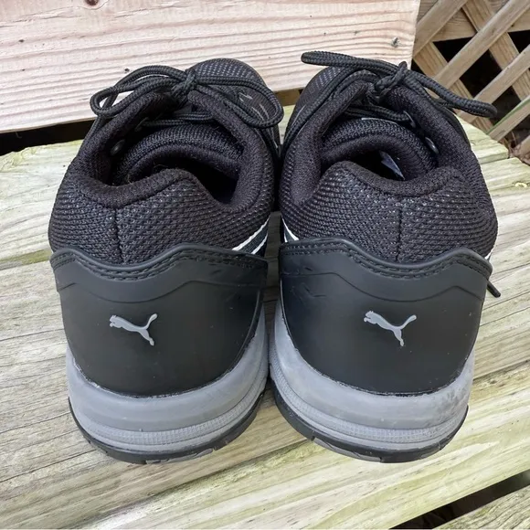 Puma Celerity Safety Toe Low Sneakers Lace Up Knit Gray Black Slip Resistant
