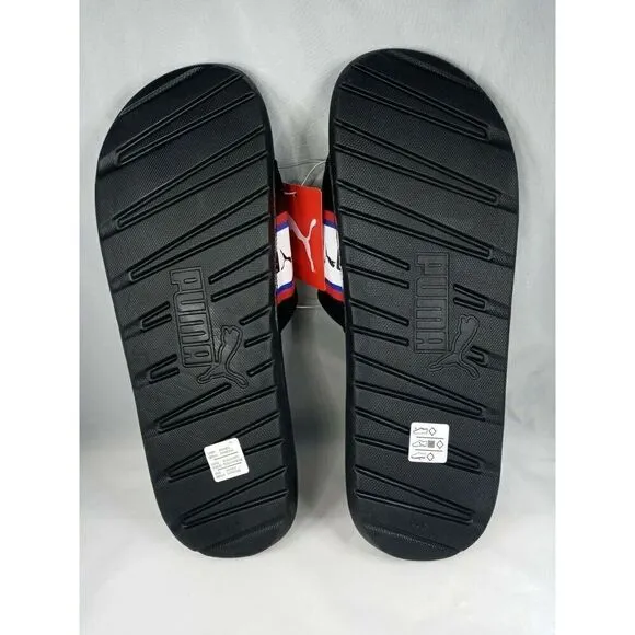 Puma Cool Cat Stripe Repeat Mens Sz  12  Black Red Slip On Slides Sandals New