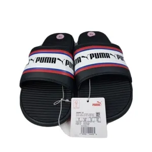 Puma Cool Cat Stripe Repeat Mens Sz  12  Black Red Slip On Slides Sandals New