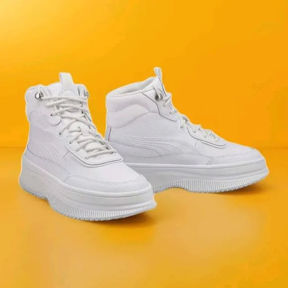 PUMA Women's Mayra Sneaker Boot High 10.5 Puma White-puma White-puma Silver New