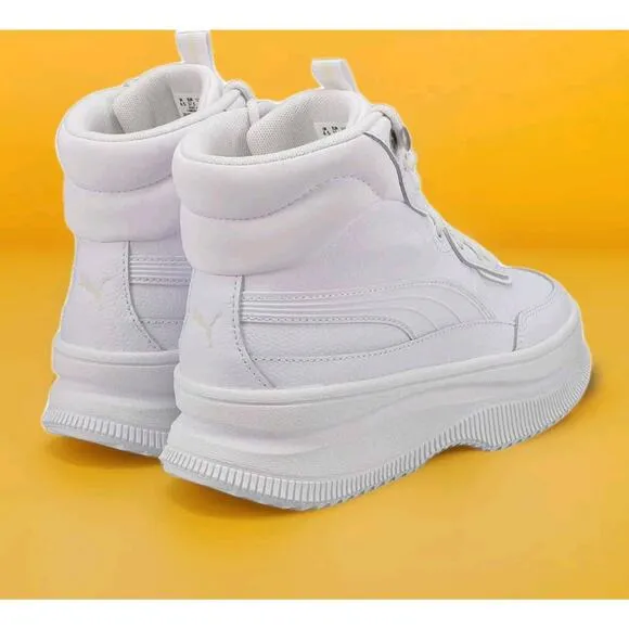 PUMA Women's Mayra Sneaker Boot High 10.5 Puma White-puma White-puma Silver New