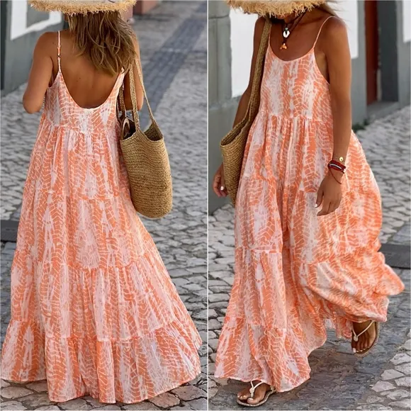 Pumpkin Spice Tie Dye Maxi Dress