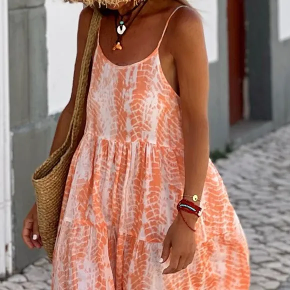Pumpkin Spice Tie Dye Maxi Dress
