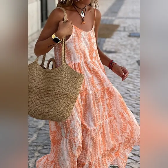Pumpkin Spice Tie Dye Maxi Dress
