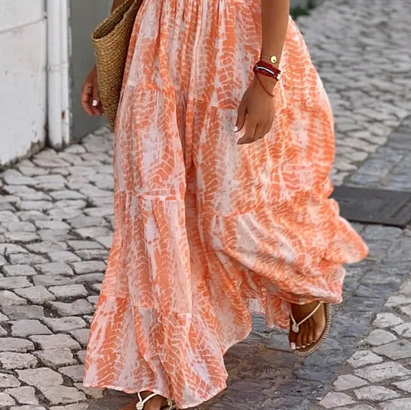 Pumpkin Spice Tie Dye Maxi Dress