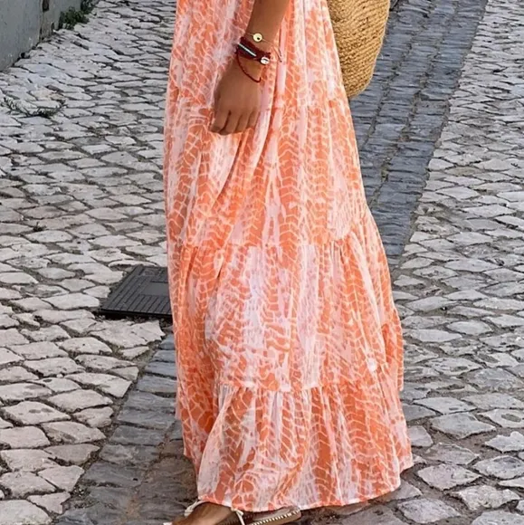 Pumpkin Spice Tie Dye Maxi Dress