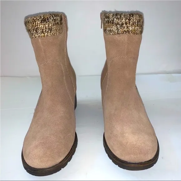 PureSole Tan Brown Cream Suede Sweater DORY Ankle Boot Sz 8 NWOT