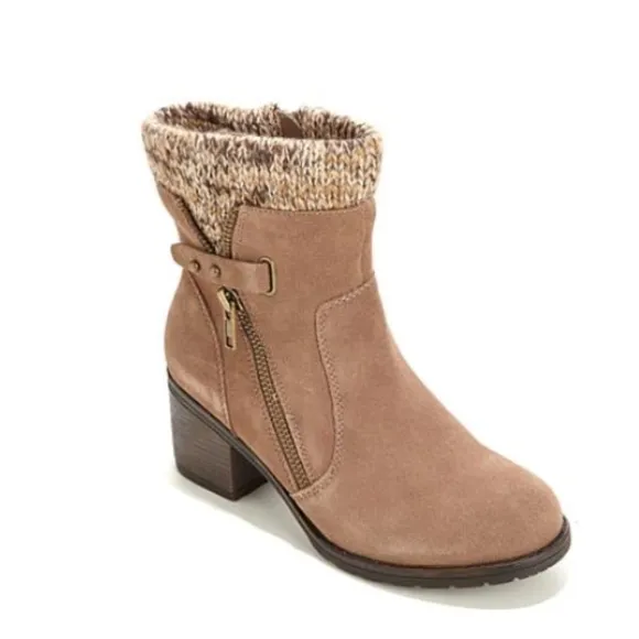 PureSole Tan Brown Cream Suede Sweater DORY Ankle Boot Sz 8 NWOT