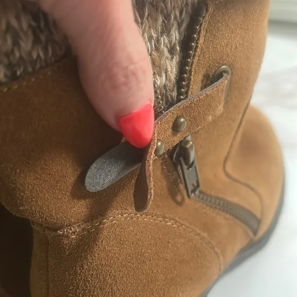 PureSole Tan Brown Cream Suede Sweater DORY Ankle Boot Sz 8 NWOT