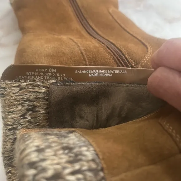 PureSole Tan Brown Cream Suede Sweater DORY Ankle Boot Sz 8 NWOT