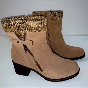 PureSole Tan Brown Cream Suede Sweater DORY Ankle Boot Sz 8 NWOT