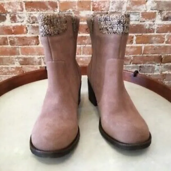 PureSole Tan Brown Cream Suede Sweater DORY Ankle Boot Sz 8 NWOT
