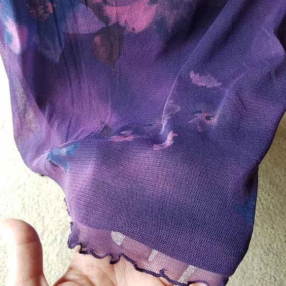 Purple Floral Print Maxi Skirt &amp; Matching Faux Wrap Cami Top SET
